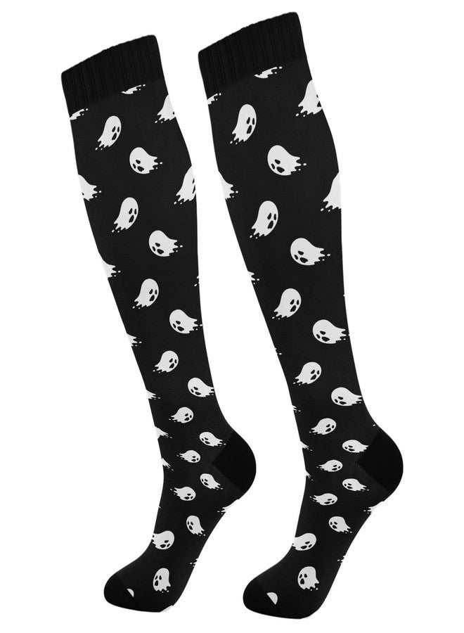 Wusikd Halloween Ghost Compression Socks for Women and Men Circulation Long Socks for Athletic Running 1 - Image 1